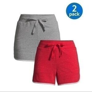 Women’s 2 Pack Athletic Shorts Light Gray and Red